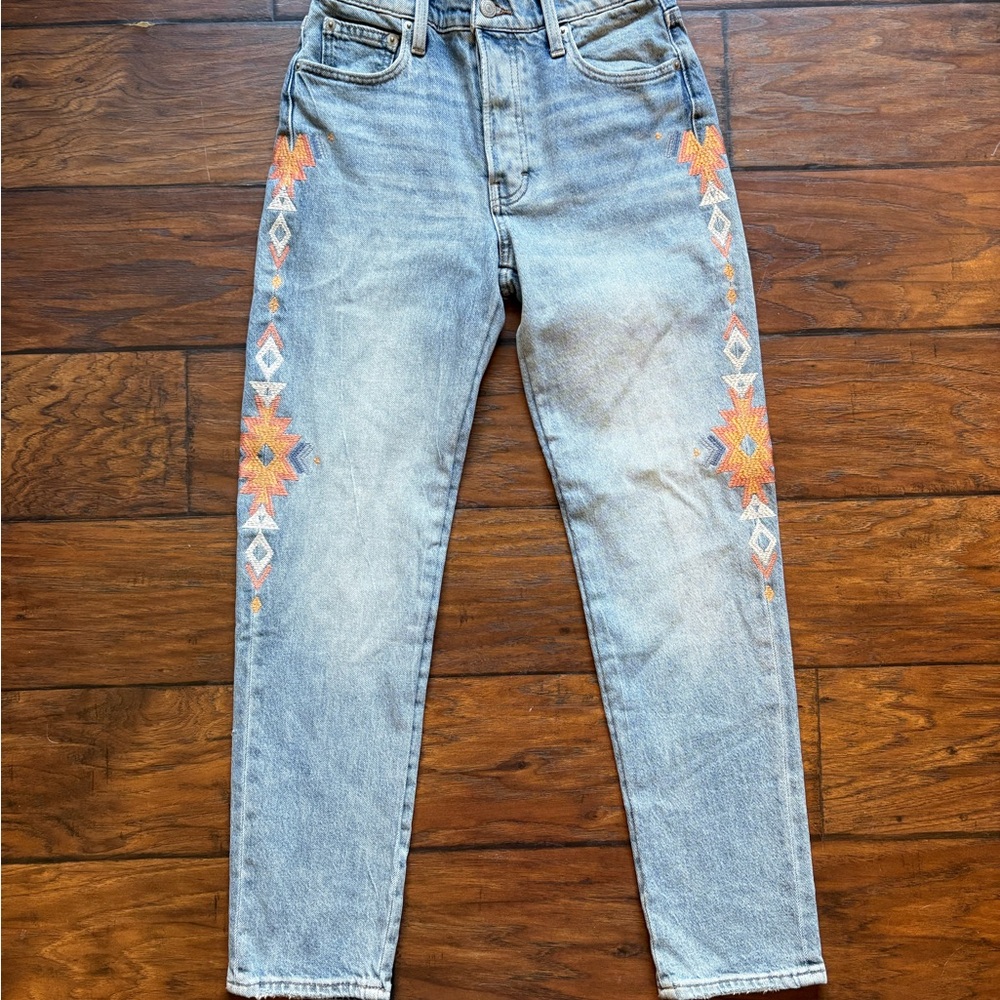 Lucky Brand Aztec Embroidered Light Wash Jeans